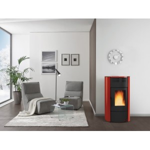 TERMOSTUFA STUFA A PELLET 20,3 KW RAFFAELLA IDRO H15 BORDEAUX NORDICA EXTRAFLAME