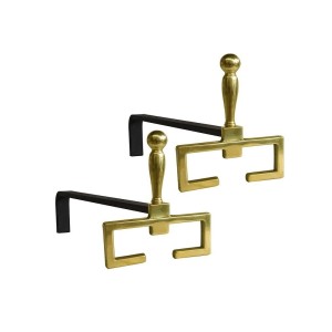 COPPIA ALARI CAMINO BRUCIALEGNA OTTONE ART.2070B