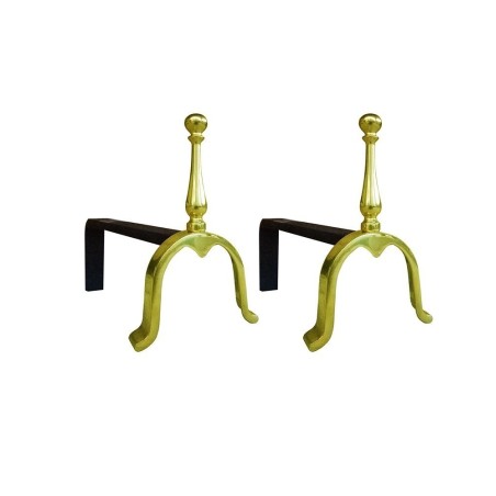 COPPIA ALARI CAMINO BRUCIALEGNA OTTONE ART.2151