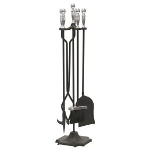 SET ATTREZZI PER CAMINO SFERA IMPUGNATURE CROMO SATINATO