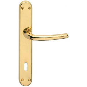 MANIGLIA CON PLACCA OTTONE ORO LUCIDO SERIE CINZIA FB