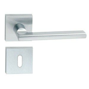 MANIGLIA CON ROSETTA OTTONE CROMO SATINATO FRASCIO SERIE METRO