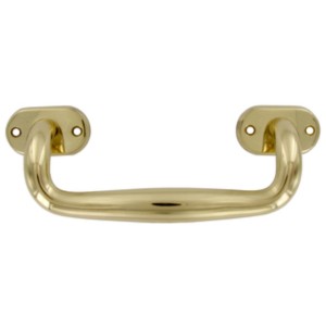 Maniglione in ottone. Lunghezza 24 cm Finitura oro lucido verniciato