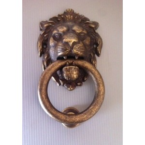 BATTENTE BATTOCCHIO PER PORTONE IN OTTONE ANTICATO MOD.LEONE