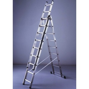 SCALA COMBINATA IN ALLUMINIO A 3 ELEMENTI 7 GRADINI 198/420 CM.