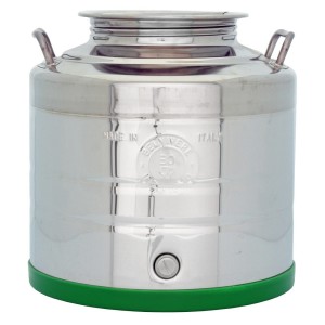 FUSTO CONTENITORE OLIO FONDO SALDATO ACCIAIO INOX BOCCA LARGA LT.30