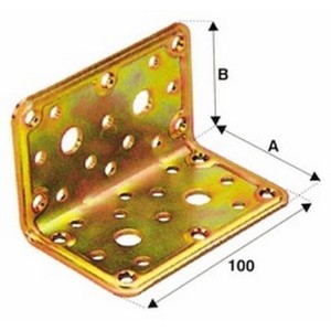 PIASTRA ACCIAIO ANGOLARE 25 PZ.PER FISSAGGIO TRAVI LEGNO  100X40X40