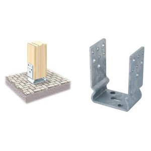 SUPPORTO DI ANCORAGGIO AD U PER PILASTRI LEGNO PZ.4  CON PIEGA MM.A91X60X125H