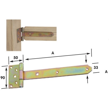 CERNIERA BANDELLA PZ.10 PER LEGNO MM.200 ACCIAIO TROPICALIZZATO