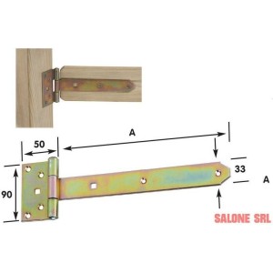CERNIERA BANDELLA PZ.10 PER LEGNO MM.200 ACCIAIO TROPICALIZZATO