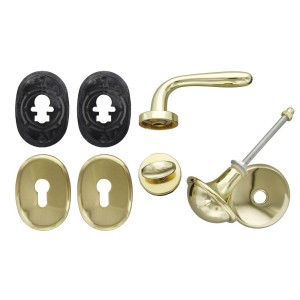 KIT PER PORTE BLINDATE PER SERRATURE A CILINDRO EUROPEO MANO DESTRA IN ORO LUCIDO