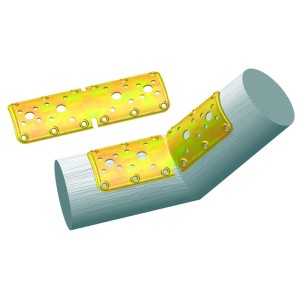 PIASTRA ACCIAIO GIUNZIONE TONDA X PIEG.25 PZ.PER FISSAGGIO PALI LEGNO MM.50X160