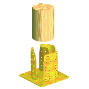 SUPPORTO PIASTRA ANCORAGGIO TONDO 4PZ. PER FISSAGGIO PALI LEGNO D.MM.80X150X150