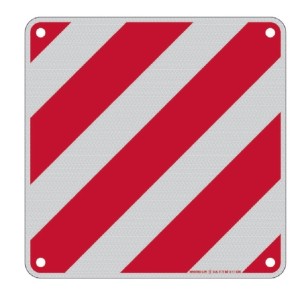 CARTELLO SEGNALETICO CARICHI SPORGENTI IN ALLUMINIO CON RIFRANGENTE  CM.50X50 A NORMA