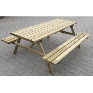 SET TAVOLO CON PANCHE PICNIC IMPREGNATO CM.180X160X71H