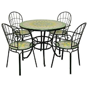 SET LIMONAIA TAVOLO TONDO 92XH72  CON MOSAICO CON 4 SEDIE ARREDO ESTERNO