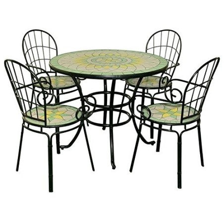 SET LIMONAIA TAVOLO TONDO 92XH72  CON MOSAICO CON 4 SEDIE ARREDO ESTERNO