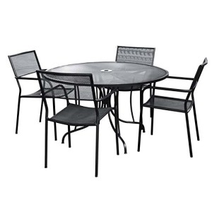 SET IN ACCIAIO KIWI TAVOLO 122XH70 CON 4 POLTRONE ARREDO ESTERNO