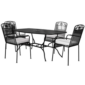 SET IN ACCIAIO MANGO TAVOLO 151X97XH72 CON 4 POLTRONE ARREDO ESTERNO