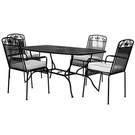 SET IN ACCIAIO MANGO TAVOLO 151X97XH72 CON 4 POLTRONE ARREDO ESTERNO