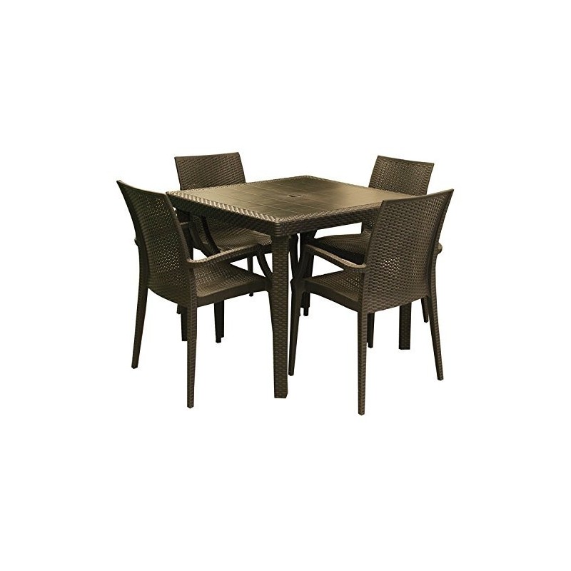 SET POLIRATTAN ANTRACITE BOHEME TAVOLO 90X90XH74 CON 4 POLTRONE ARREDO ESTERNO SET POLIRATTAN ANTRACITE BOHEME TAVOLO 90X90XH74 CON 4 POLTRONE ARREDO ESTERNO