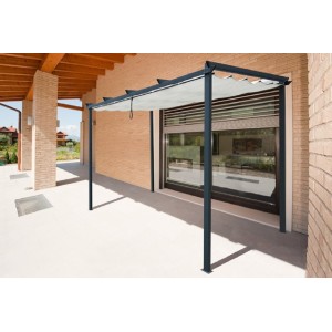 GAZEBO PERGOLA MT 3x4 IN ACCIAIO CON TELO RETRATTILE SCORREVOLE AZORES