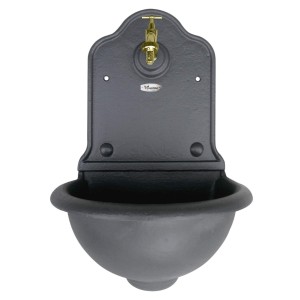 Fontana a muro da giardino in ghisa Mod Stubai cm 35x26x54H Papillon Grigio Antracite