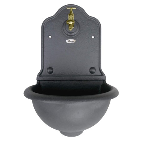 Fontana a muro da giardino in ghisa Mod Stubai cm 35x26x54H Papillon Grigio Antracite
