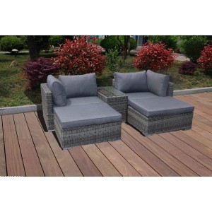 ARREDO GIARDINO SET 2 POLTRONE + 2 POUFF + TAOLINO "ELBA"