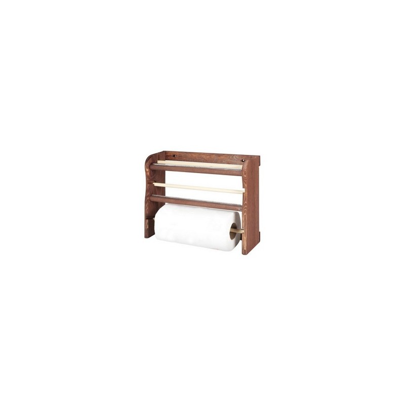 PORTAROTOLO TRIS IN LEGNO SCURO cm. 33x9x29h PORTAROTOLO TRIS IN LEGNO SCURO cm. 33x9x29h