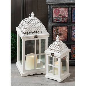 LANTERNE MAGNUM SET 2 PEZZI BIANCHE 24x24x54h e 16x16x37h