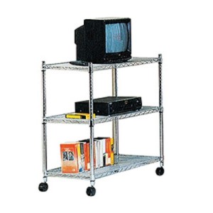 CARRELLO SCAFFALE AMERICA IN ACCIAIO CROMATO 3 RIPIANI 36x61x83H