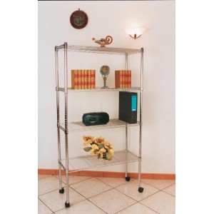 SCAFFALE AMERICA IN ACCIAIO CROMATO 4 RIPIANI 36X61X170H