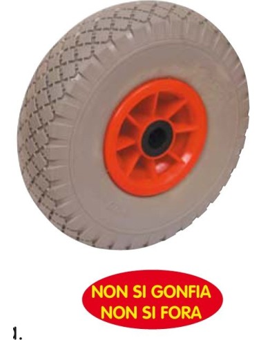 RUOTA PER CARRELLO IN POLIURETANO ANTIFORATURA 260X85 MM MOZZO NYLON