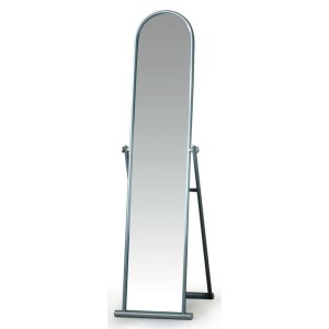SPECCHIO CON SUPPORTO A PAVIMENTO COLORE SILVER CM.40X147H