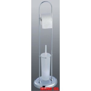 PIANTANA PER BAGNO PORTAROTOLO/PORTASCOPINO ACCIAIO CROMATO CM.85