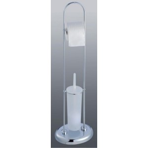 PIANTANA PER BAGNO PORTAROTOLO/PORTASCOPINO ACCIAIO CROMATO CM.85