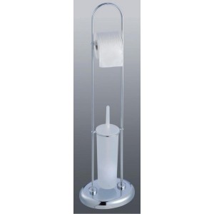 PIANTANA PER BAGNO PORTAROTOLO/PORTASCOPINO ACCIAIO CROMATO CM.85