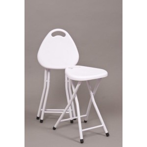 SGABELLO PIEGHEVOLE IN ACCIAIO SEDUTA IN PVC 30X45H COLORE BIANCO ARREDO BAGNO