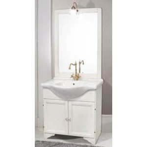 MOBILE BAGNO CON SPECCHIO + 2 ANTA 85X49X195 LEGNO MASSELLO BIANCO DECAPE'