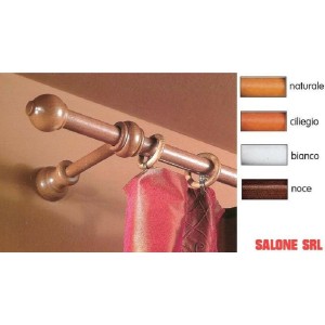 BASTONE TENDA LEGNO CILIEGIO 2,3X200CM CON 2 SUPPORTI DA CM.15 A STRAPPO