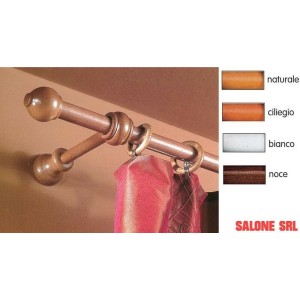 BASTONE TENDA LEGNO CILIEGIO 2,3X200CM CON 2 SUPPORTI DA CM.15 A STRAPPO