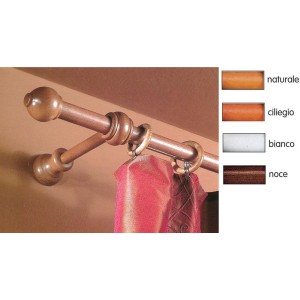 BASTONE TENDA LEGNO CILIEGIO 2,3X200CM CON 2 SUPPORTI DA CM.15 A STRAPPO