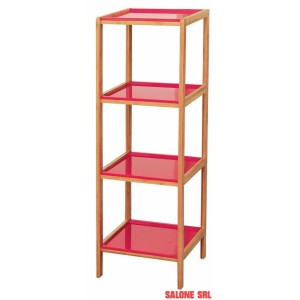 MOBILE LIBRERIA SCAFFALE BAMBOO MOD.NH6808B 4 RIPIANI ROSSO 34X33X110H