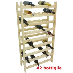 CANTINA CANTINETTA PORTABOTTIGLIE 42 BOTTIGLIE VINO IN LEGNO DI PINO 63X25X98H