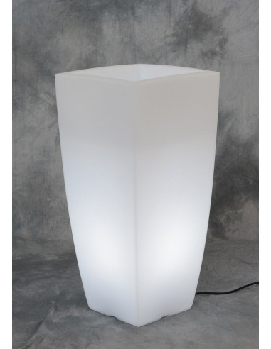 VASO HOME LIGHT QUADRO BIANCO CON LUCE GIARDINO ARREDO ESTERNO