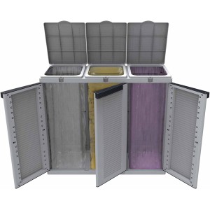 PATTUMIERA IN RESINA PER RACCOLTA DIFFERENZIATA 3 POSTI cm.102X39X89 TERRY