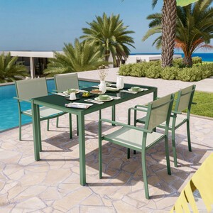 SET DA PRANZO PER ESTERNO GIARDINO COMPLETO DI TAVOLO E 4 SEDIE MODELLO "MINIMAL"