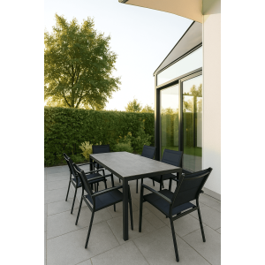 SET DA PRANZO PER ESTERNO GIARDINO COMPLETO DI TAVOLO E 6 SEDIE MODELLO "CASSIS"