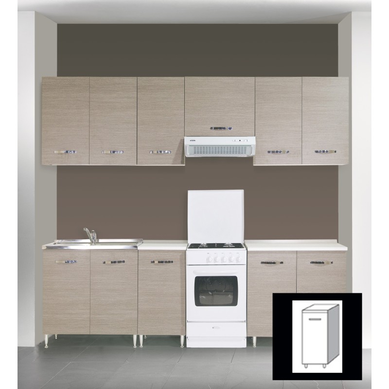 KIT CUCINA BASE 1 ANTA 40X50X85H TOP BIANCO FRASSINATO FINITURA LARICE GRIGIO